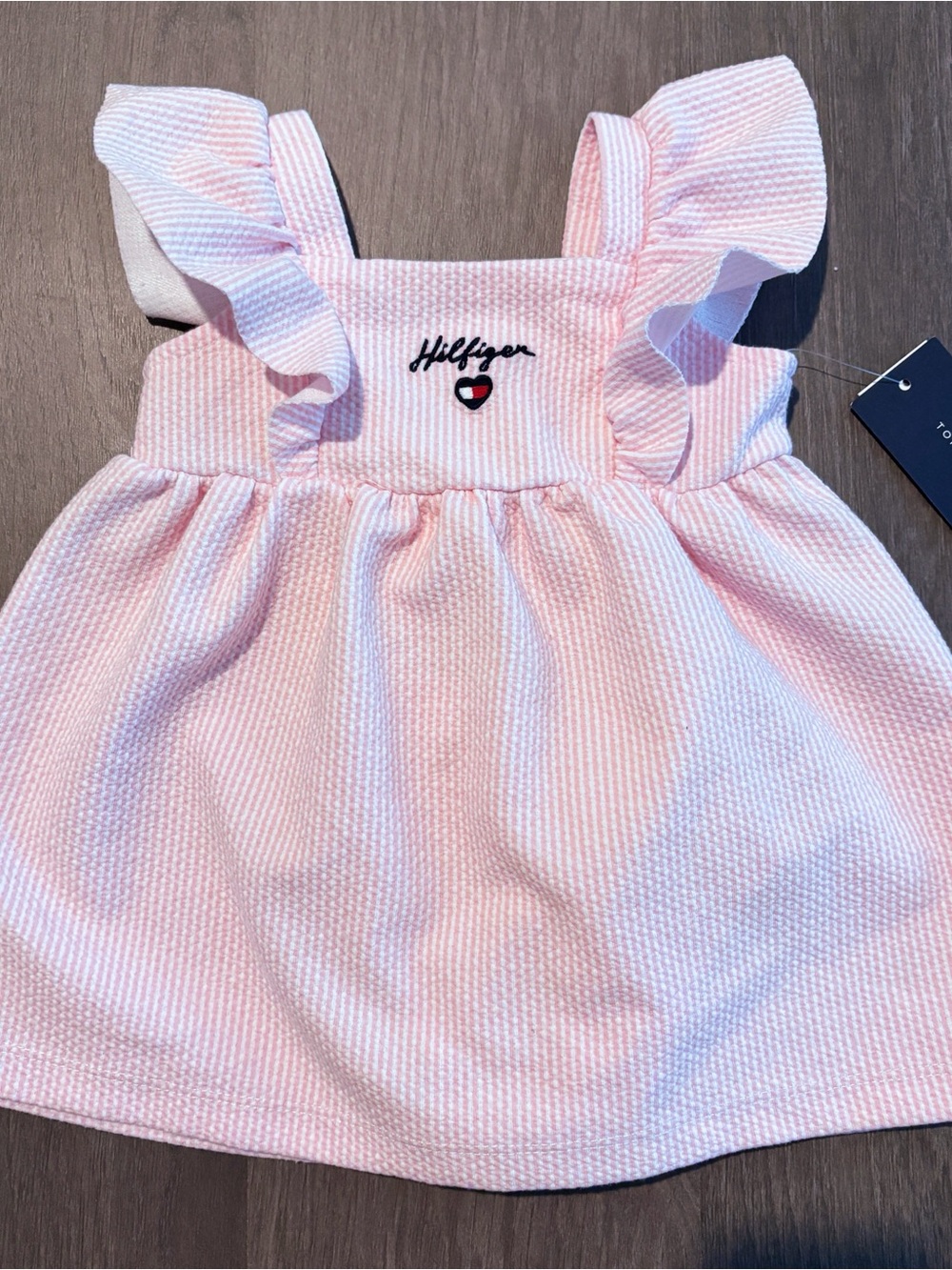 Tommy Hilfiger baby dress 2-piece set ensemble pink ruffle straps 6-9m